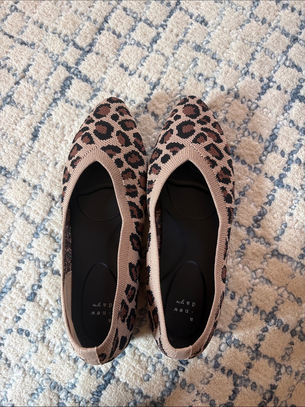 Leopard Knit Slip-On Ballet Flats - Tan & Black